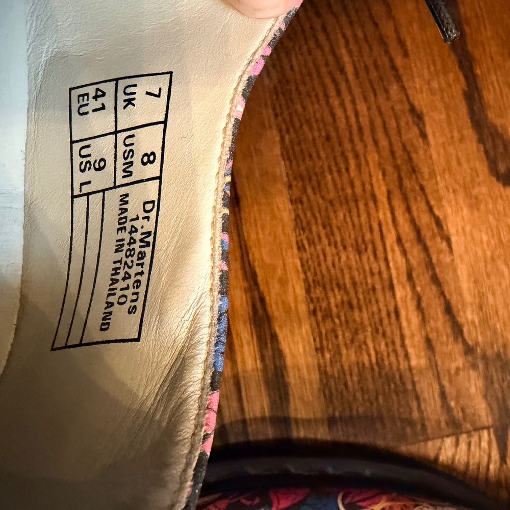 Dr. Martens x Liberty 1461 Strawberry Thief Floral Leather Shoes Size M8 W9 Rare - Picture 10 of 10